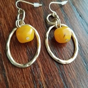 Drop Earings Beads Hoops Brushed Gold Nickle Free